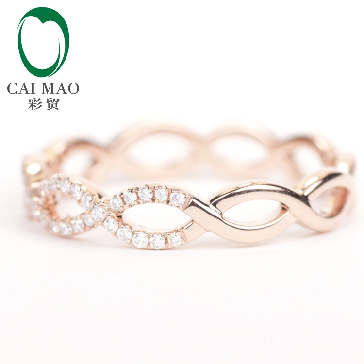 CaiMao 14KT/585 Rose Gold 0.23 ct Round Cut Diamond Engagement Gemstone Wedding Band Ring Jewelry