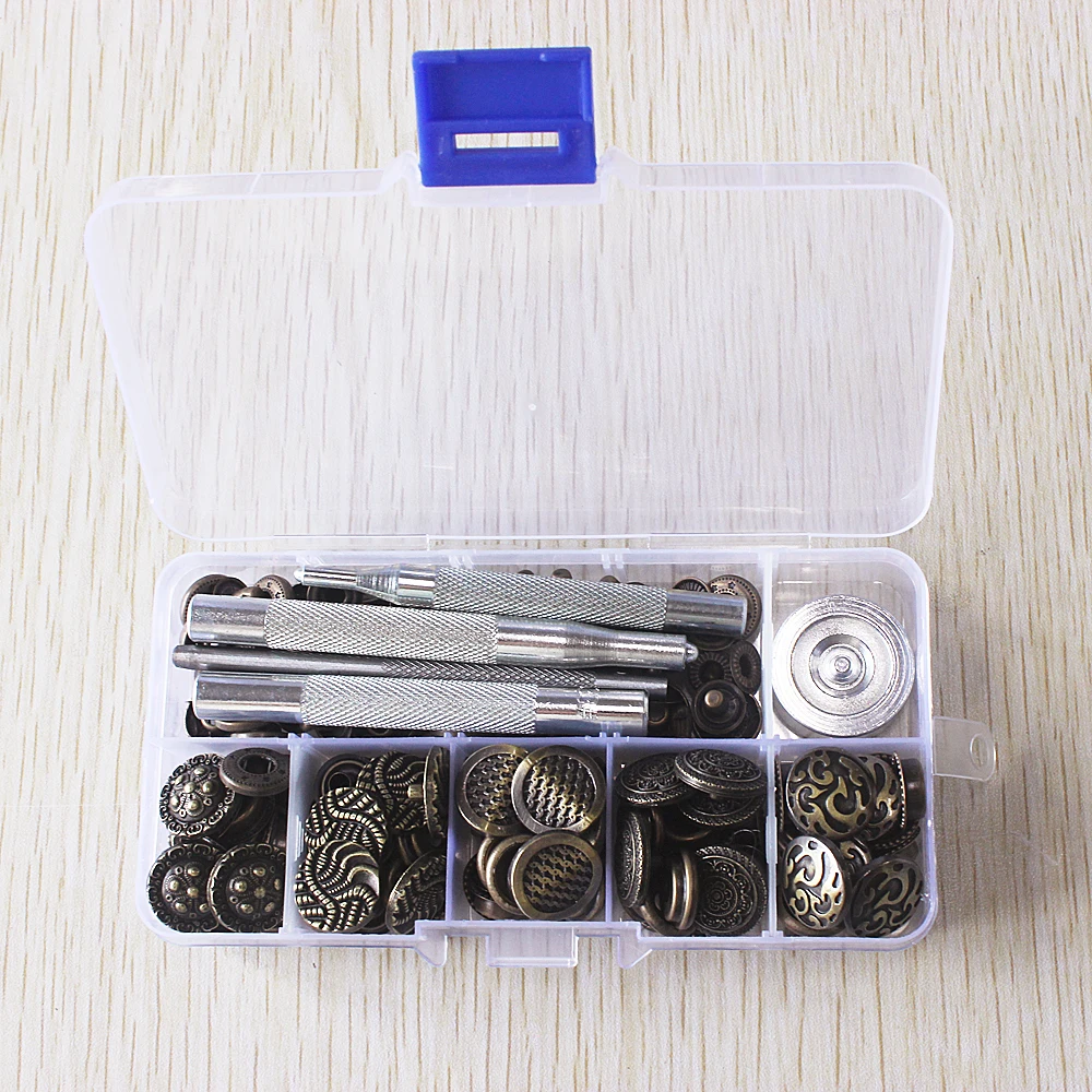 Bronzo mix desgin con bottone a pressione set di 5 di disegno con lo strumento 633 201 artigianale in pelle accessori di cucito