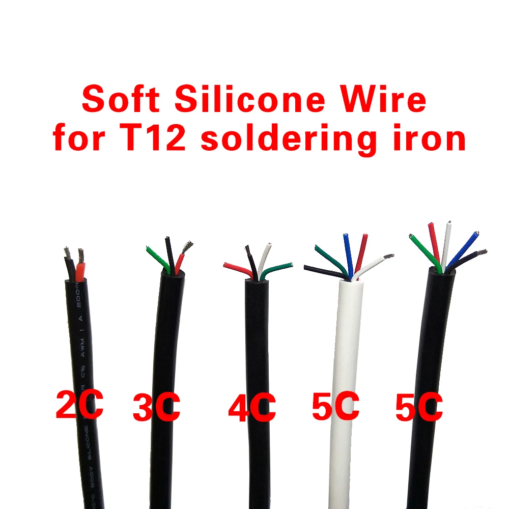 QUICKO 3C/4C/5C core Soft Silicone Wire for T12 soldering iron DIY KITS