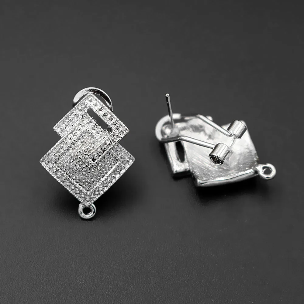 African Earrings Post stud with Loop Connector Hooks Clasp Square Base Findings DIY Ethiopian Chile Indian Women Wedding Earring