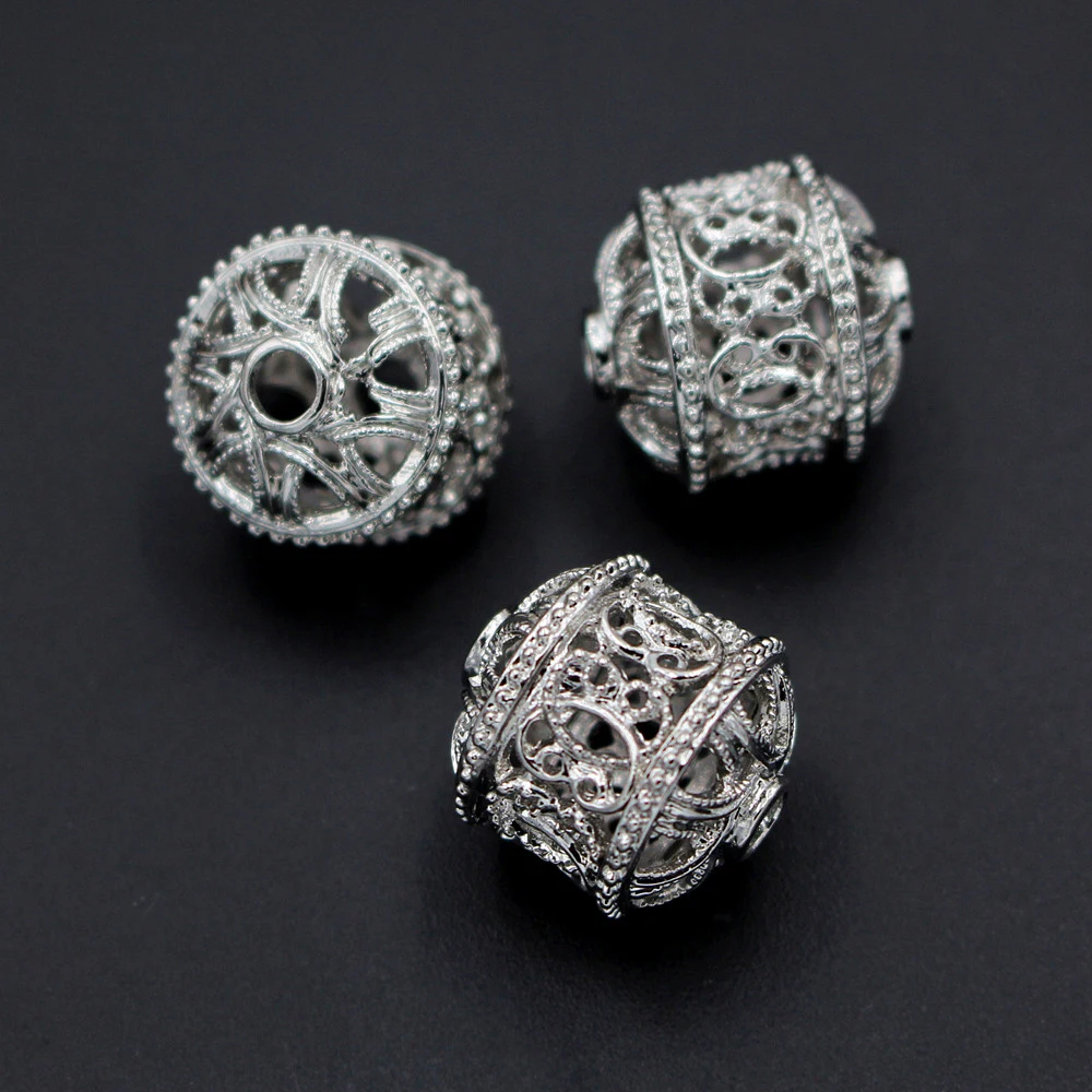 10pcs Spacer Beads Charms Filigree Bracelet Beads Large Hole 3mm Accessories DIY for African Earrings Necklace Jewelry Making