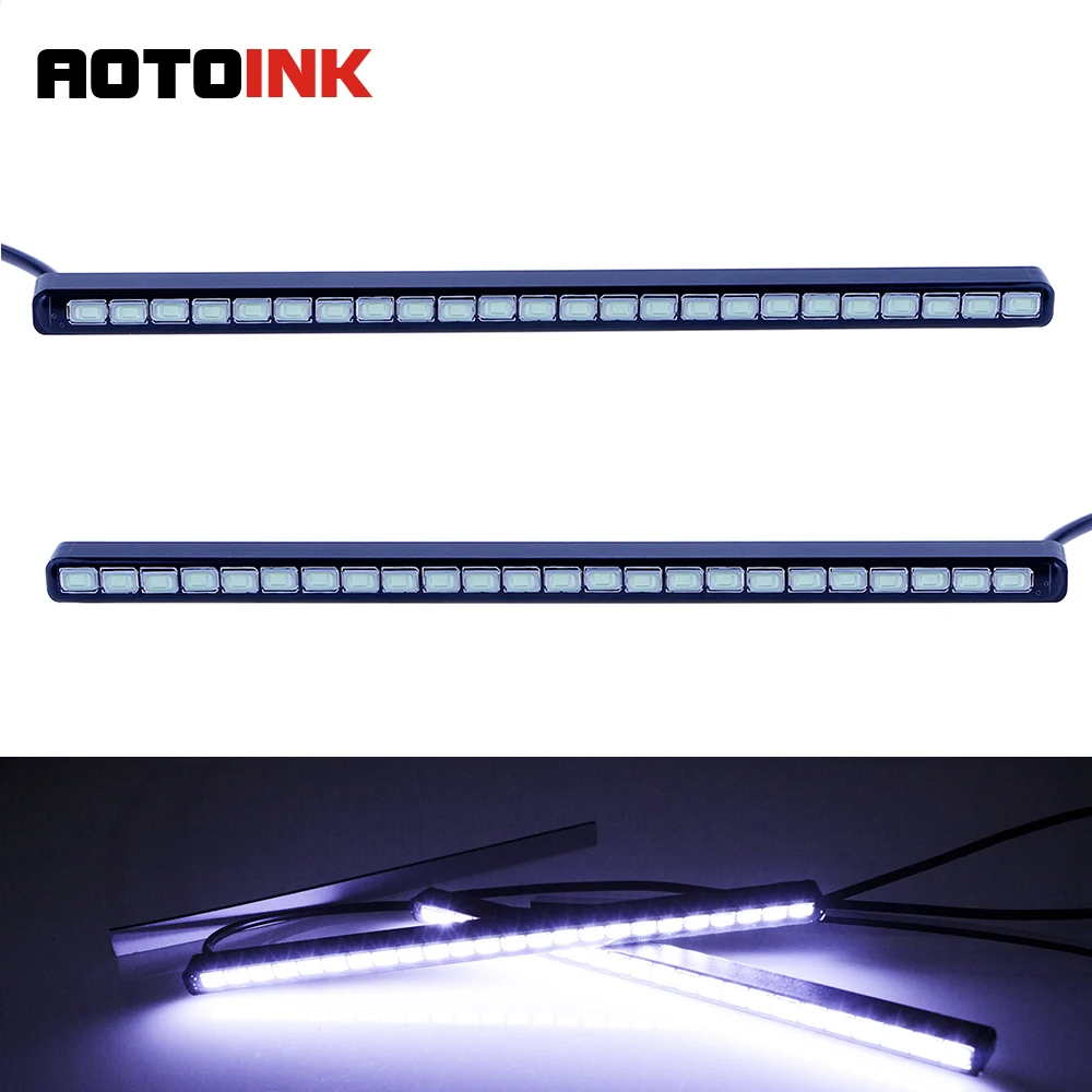 

AOTOINK 2Pcs 18/24/30 SMD5630 Car Led DRL Super Bright Car Led Light Source Daytime Running Light 12.5-20.5cm 12V Waterproof C