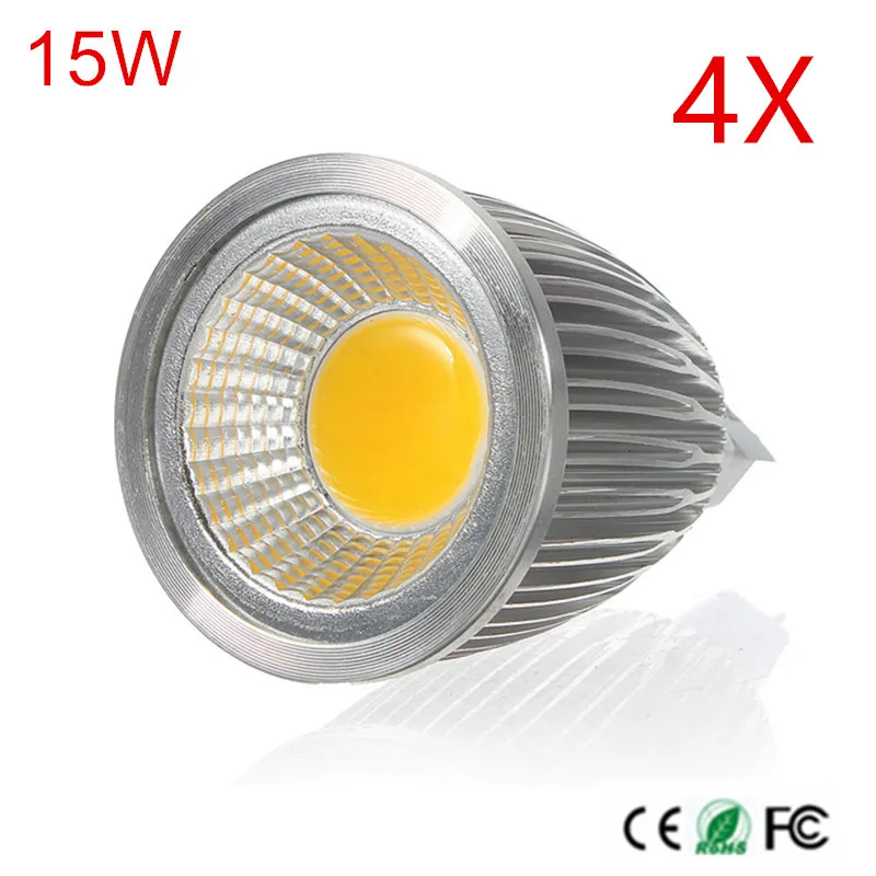 

4PCS Super Bright MR16 Bulbs Light Dimmable Led Warm/Cold White DC12V 15W MR16 COB LED lamp light MR16 led Spotlight