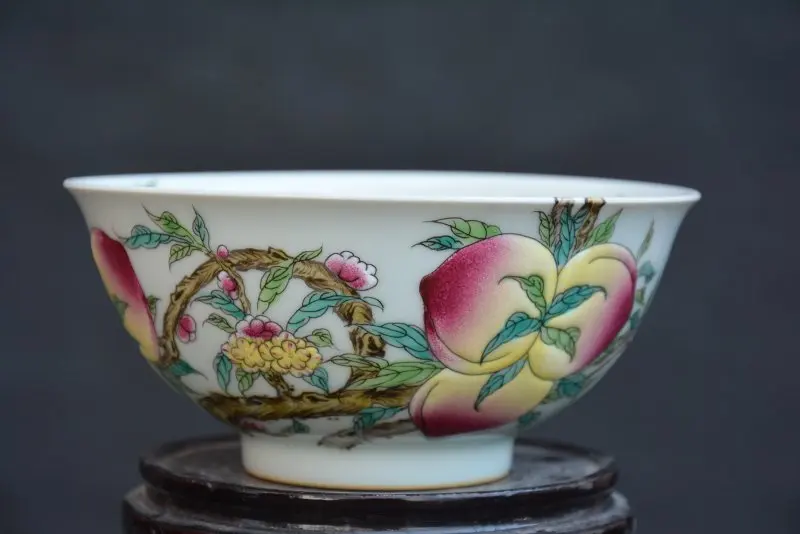 Antique MingDynasty(YONGZHNEG) porcelain bowl,pastel glaze,Peach,Hand-painted crafts,Collection&Adornment