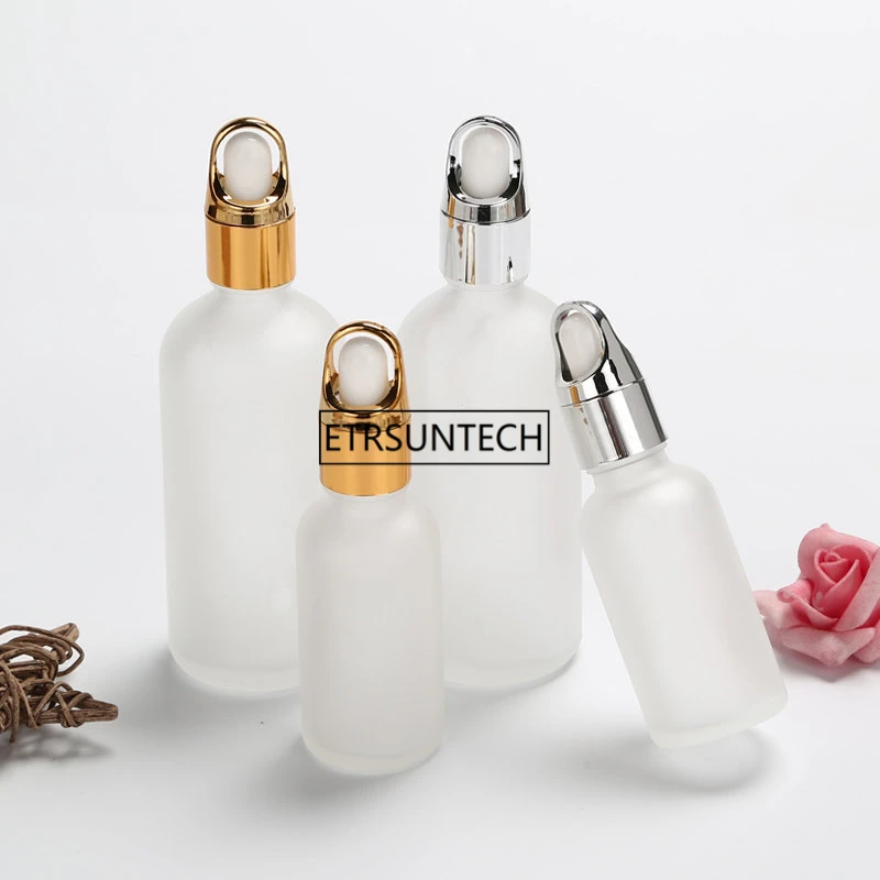 5ml 10ml 15ml Clear frosted Glass Bottle with Aluminum Cap Essential Oil Dropper Bottle Container F1808