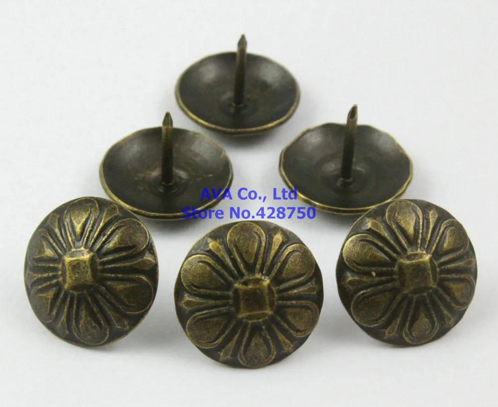 

50 Pieces 19x15mm Antique Brass Flower Upholstery Tacks Nails