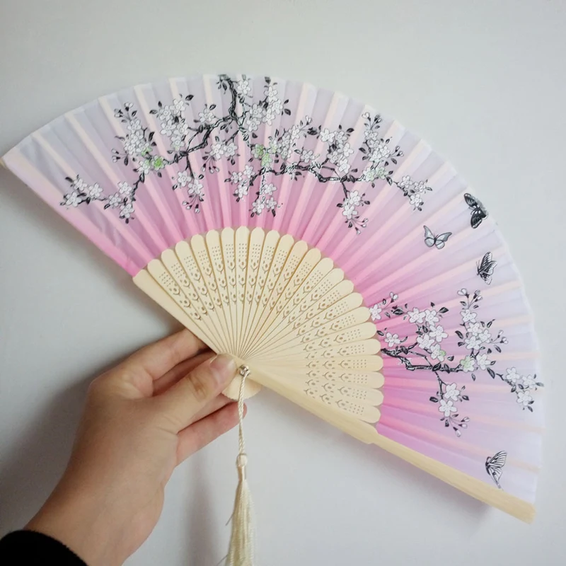 Fashion Chinese Japanese Folding Fan Sakura Cherry Blossom Pocket Hand Fan Summer Art Craft Gift F20173561