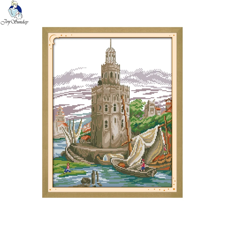 Joy Sunday Castle series Patterns DIY Handmade DMC 14ct and 11ct Cross stitch kit and Precise Printed Embroidery Needlework
