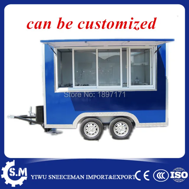 four wheels Hot dog mobile food trailer Coffee Food Cart Large food truck