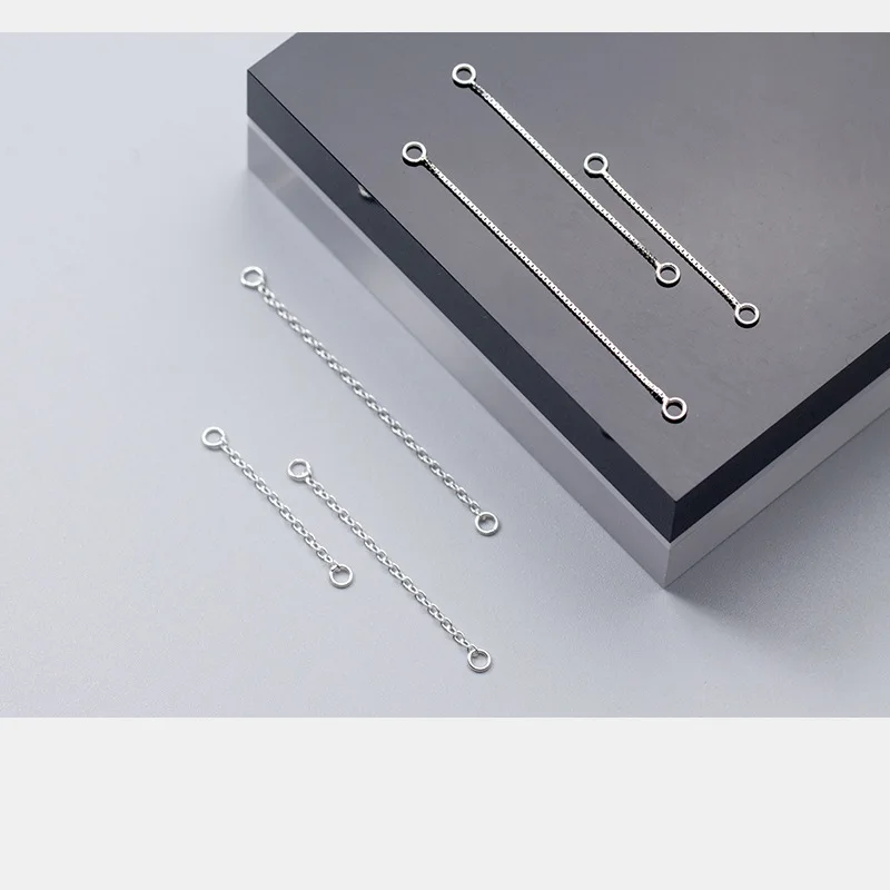 2pcs/lot 100% 925 Sterling Silver Earring Line Connector Chains 3cm 4cm 5cm Length Dangle Ear Extension Chains DIY Jewelry Make