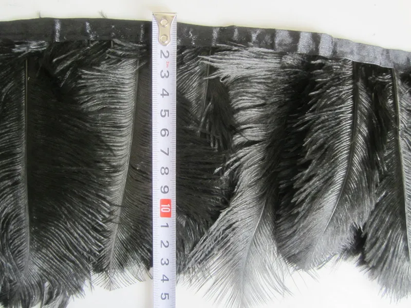 

Long Ostrich Feather fringes 15-20cm/6-8 10 Yards Black Ostrich feather Trims on Satin Header Single pc Ostrich feather fringes