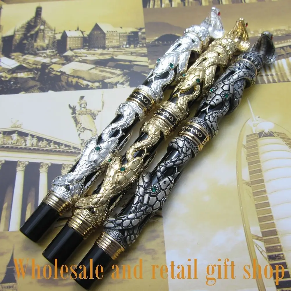 3pcs jin hao pen upscale beautiful snake fountain pen nib F Nib Gift pen