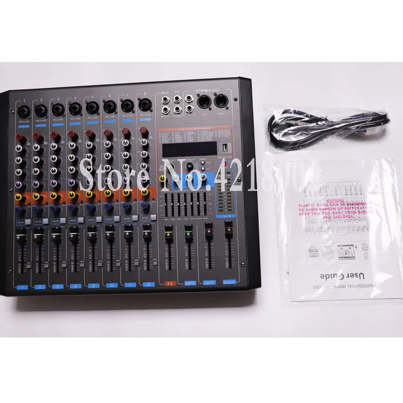 550 + 550 Вт 8-канальный усилитель микшер машина для сцены караоке DJ Свадебный эффект реверберации с 99 цифровыми Bluetooth USB микрофоном микшер система