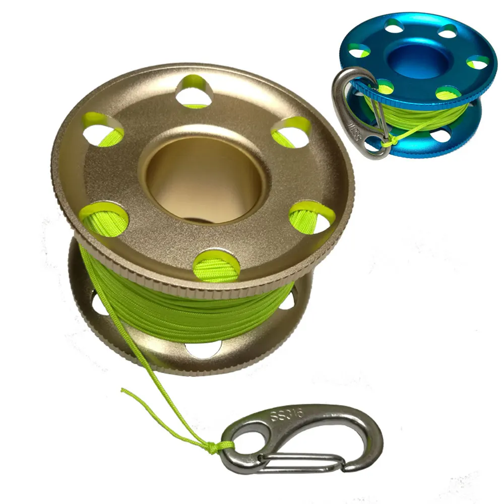 30/50M Lijn Aluminium Duiken Vinger Spool Reel Met Rvs Snap Wrak Duiken Veiligheid Gear Apparatuur