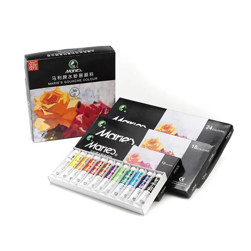 Maries 12/18/24/36 color art gouache paint set 12ml advertising paint set