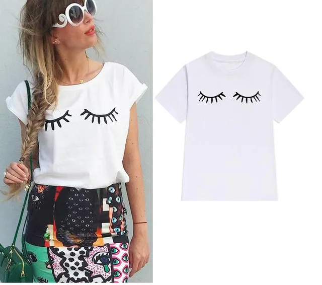 Skuggnas New Arrival Eyelashes T Shirt Daydreamer Fashion t shirts Short Sleeve Tumbr t shirt Women Tees Drop Shipping