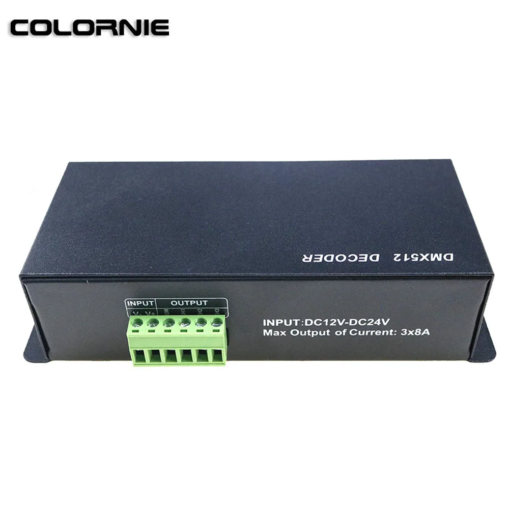 DC12V-24V LED RGB controller 3x8A 3CH DMX Decoder Controller 8A Each Channel for RGB 5050 3528 LED Strip Module Light