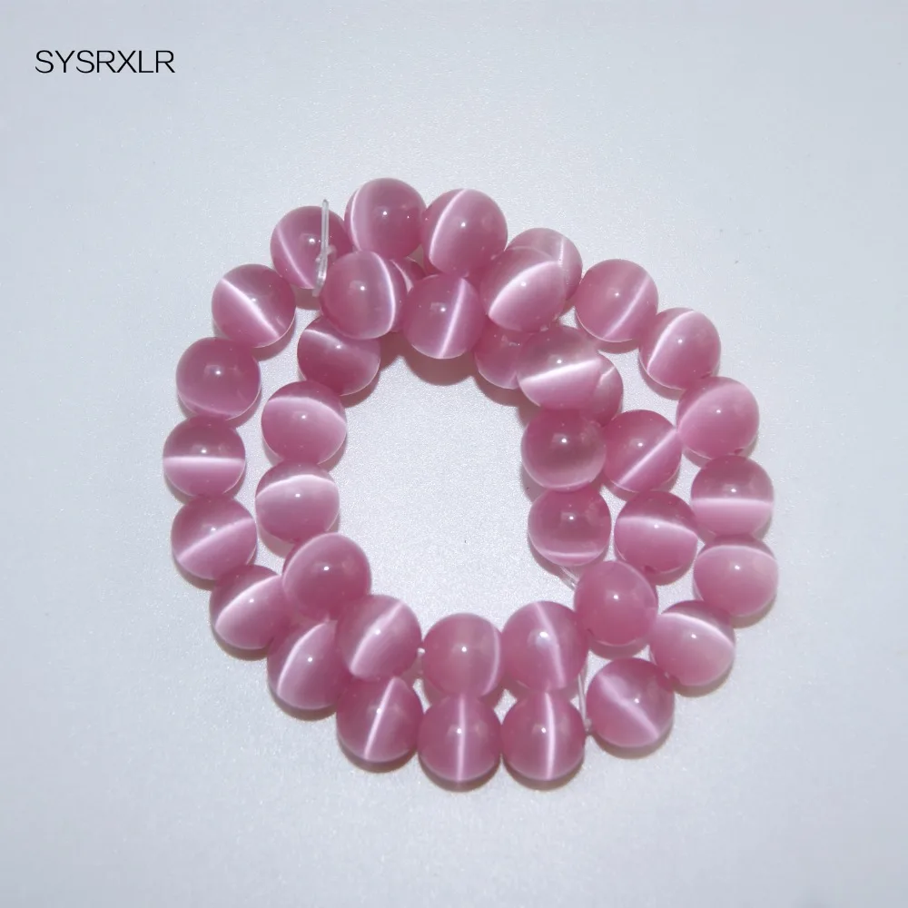 4 6 8 10 12 MM Many Colors Cat\'s Eye Opal Cymophane Stones Round Spacer Loose Beads For Necklace Bracelet Charms Jewelry Making