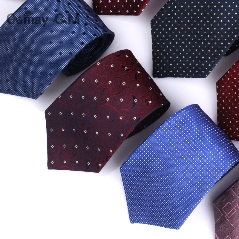 100% Silk Ties For Men Fashion Classic Jacquard Dots Neck Ties for Man Blue Navy Silk Necktie For Gift Party Stripe Suits Tie