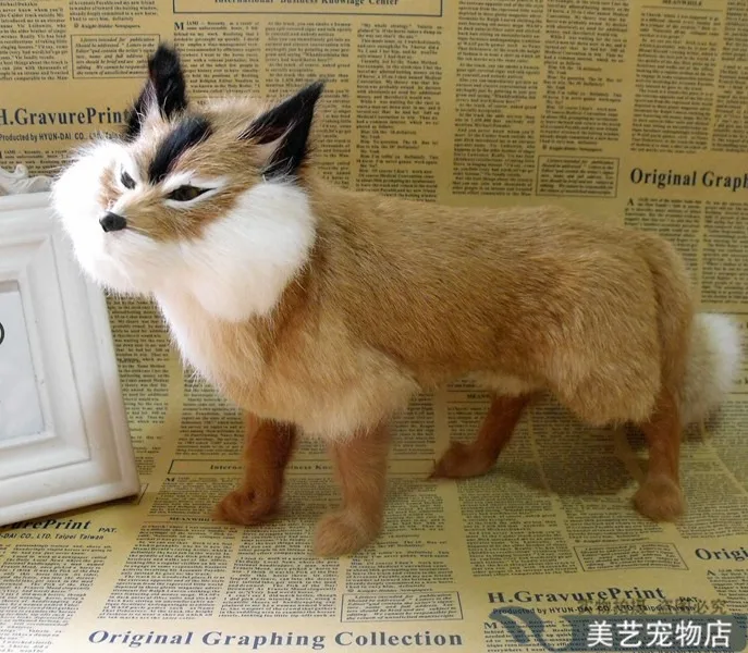 big simulation yellow fox toy handicraft lifelike walking fox doll gift about 35x15x23cm