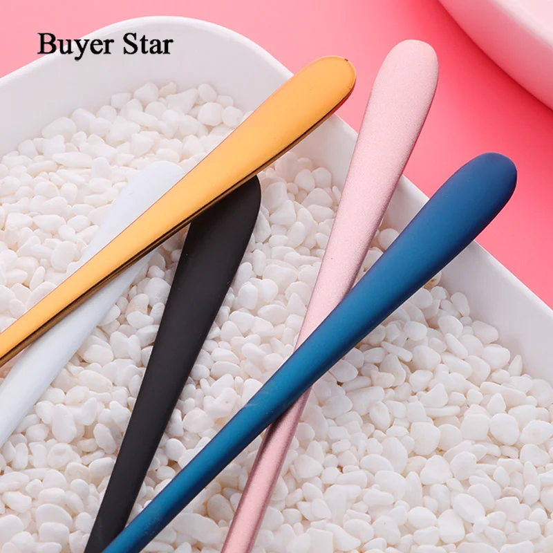 Buyer Star 5 Colors Stainless Steel Spoon 1 pcs Gold Spoon for Ice Cream Dinner Tableware Gold Plated Dessert Tea Coffee Spoons