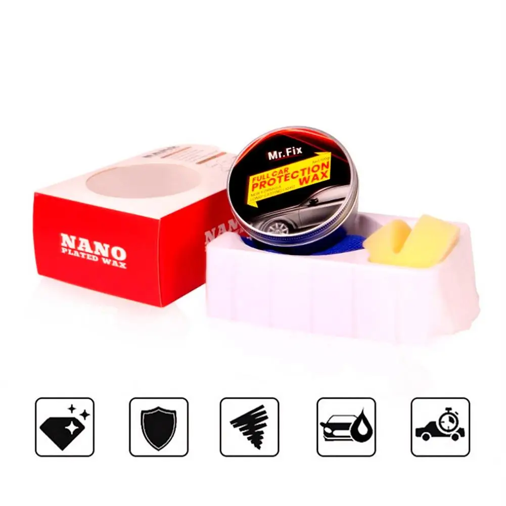 Carnauba Car Wax Crystal Hard Wax Paint Care Scratch Repair Maintenance Wax Paint Surface Coating Free Sponge And Towel