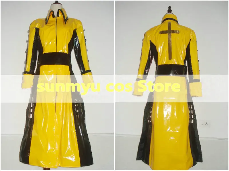 Rock Band Hide Matsumoto Hideto Hideto black and yellow PU coat Cosplay Costume,Custom Size  Halloween Wholesale