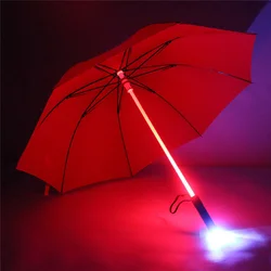 LED Umbrella Men Women Waterproof Windproof Plastic Red Rain Transparent Flashing on Night Holder Roller Umbrellas for Hiking