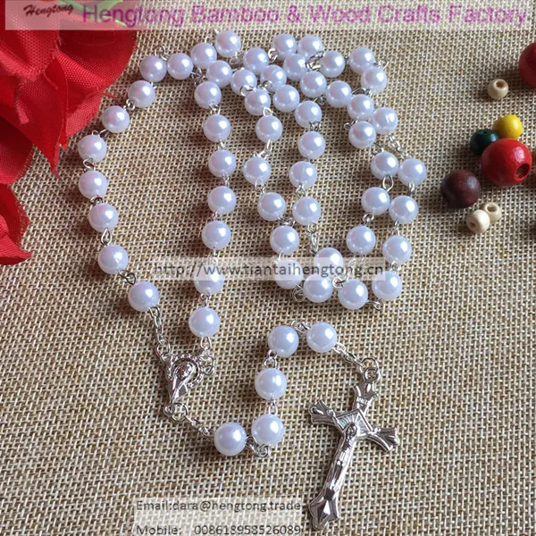 8mm abs plastic faux pearl bead rosasry,religious rosary chain/ rosary necklace/color bead rosary multi-colors availavle N1344