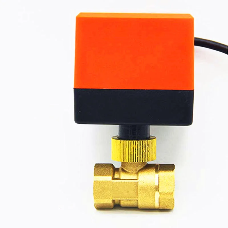 2-Way Motorized Floating Ball Valve T-Type 3-Way Electric Brass Thread Valve with DC12V 24V AC220V Electric Actuator J19088