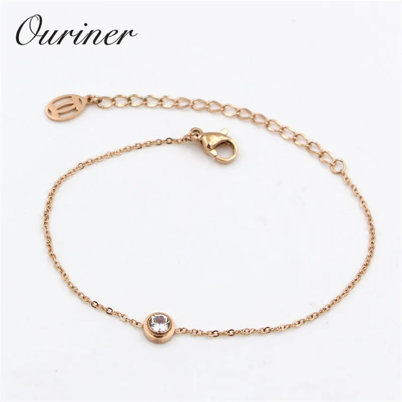 Single Jewelry Thin Rope Line Bracelet Single Crystal Bangle Rose Gold-Color Chains Charms Bracelet Women Lover  K0002-1