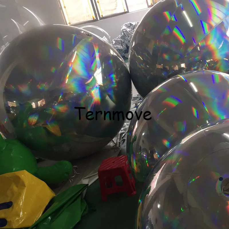 Rainbow silver holographic Mirror Christmas Ball Disco Mirror Ball Light Mirror Reflection Stage Festival Hanging pvc Balloon