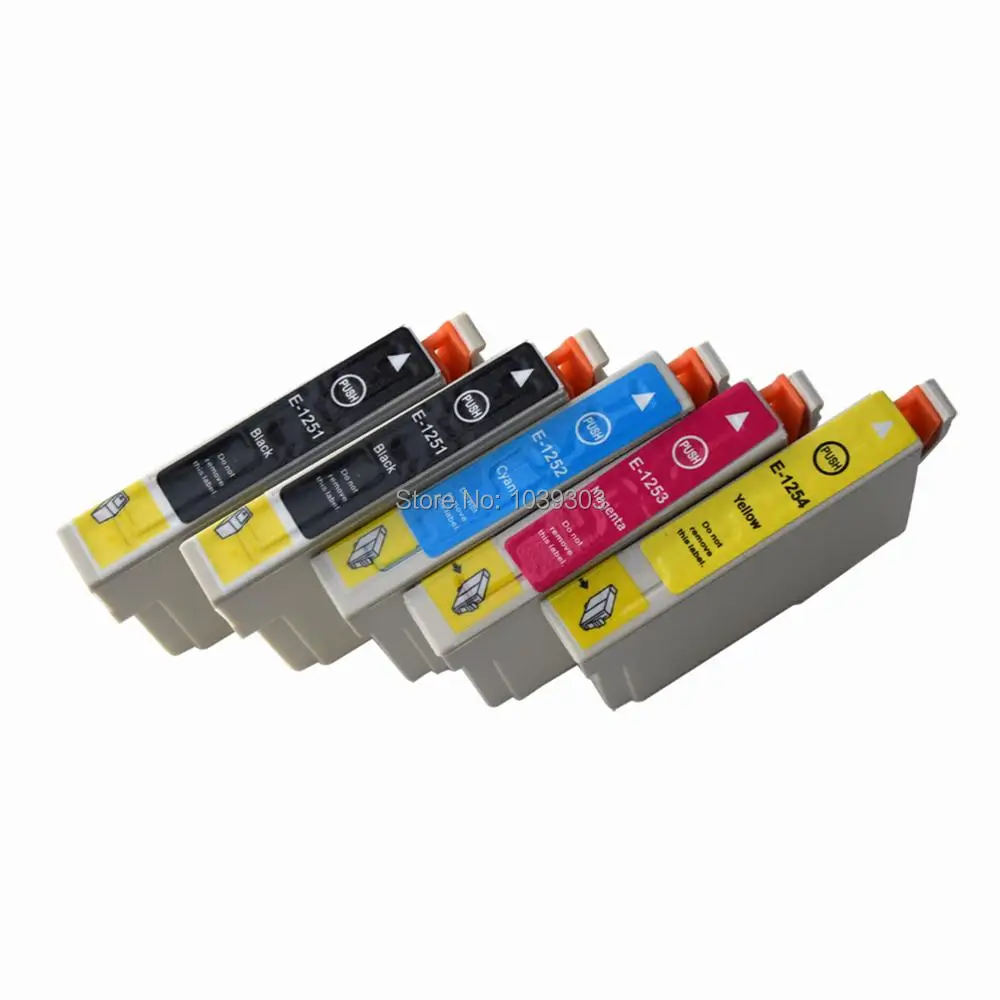 

5Pack Compatible Ink Cartridges T1251 T1252 T1253 T1254 for Epson NX125 NX127 NX230 Workforce 320 323 325 Printer With Chips