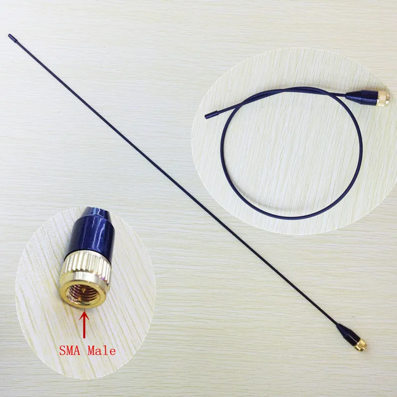 Antena fina e macia para walkie talkie, banda dupla uv 144/430mhz sma macho para yaesu, vertex padrão, tonfa, lx2r, pxa6