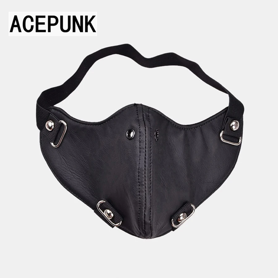 Punk Schwarz PU Leder baumwolle winter Masken Neue Coole Männer Mode Motorrad Rock Gesicht Maske Hip-hop Halloween party masken