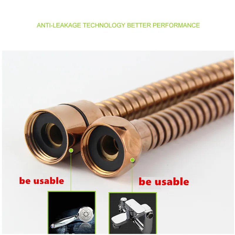 Bagnolux Wholesale SUS304 Stainless Steel 1.5m Shower Hose Flexible Bathroom Water Rose Gold Finish Plumbing Pipe