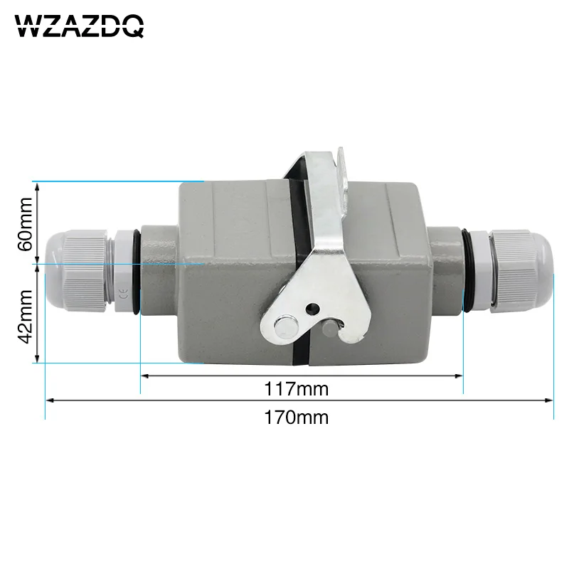 He-06 Rectangular heavy duty connector butt type  6 core waterproof socket connector for aerospace industry 16A