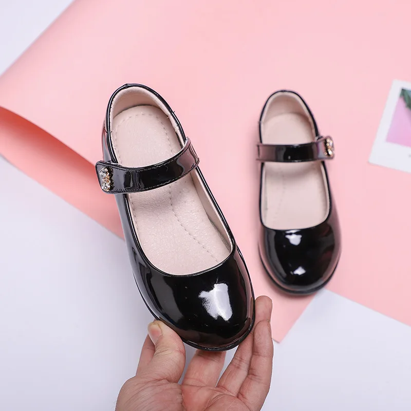 2020Autumn Big Girls Black School shoes Kids Princess Dancing Shoes Childrens Student Leather Shoes Girls 4 5 6 7 8 9 10 11-15T