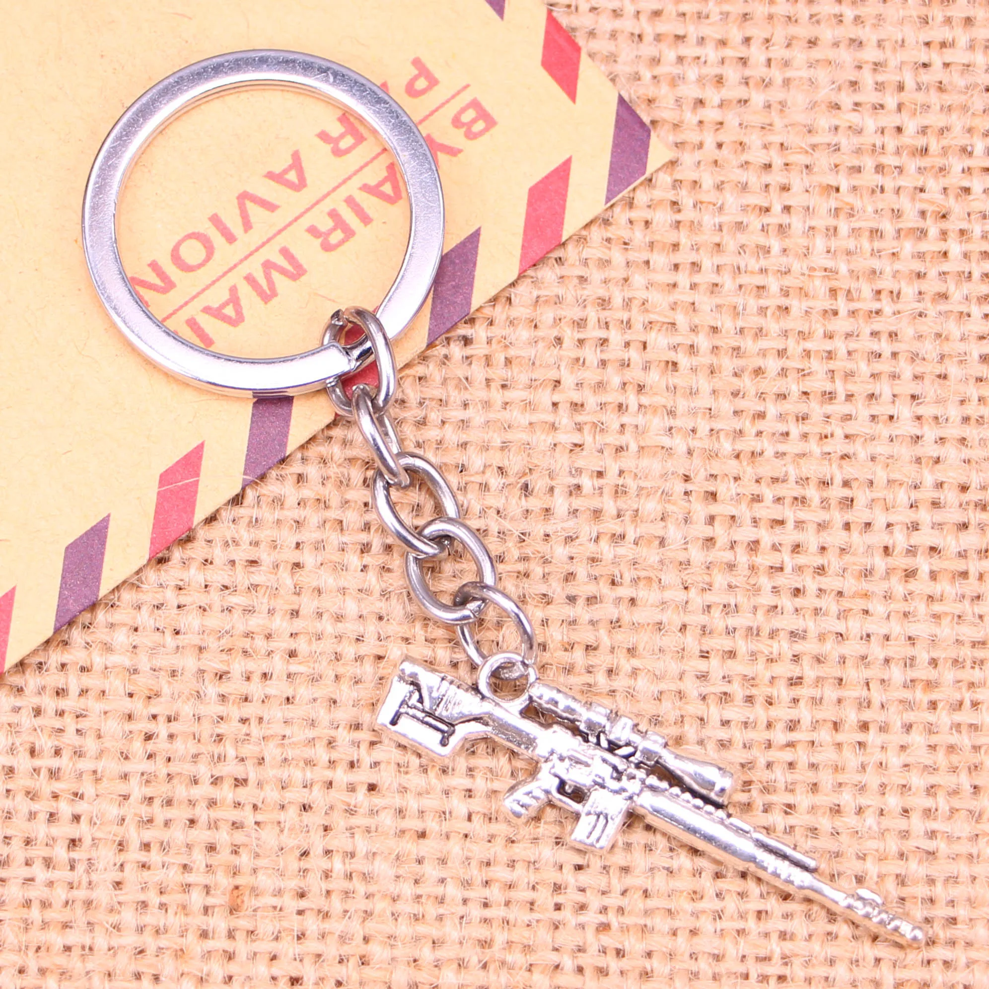 20pcs New Fashion Keychain 8*42 mm sniper rifle gun Pendants DIY Men Jewelry Car Key Chain Ring Holder Souvenir For Gift