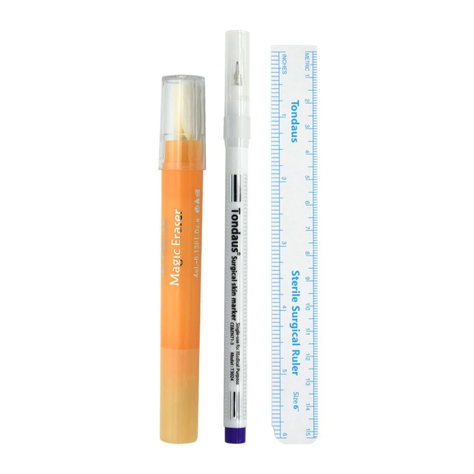 3PCS Waterproof Microblading Tattoo Eyebrow Skin Marker Pen With Measure Ruler And Magic Eraser Remover Cleanser Pen