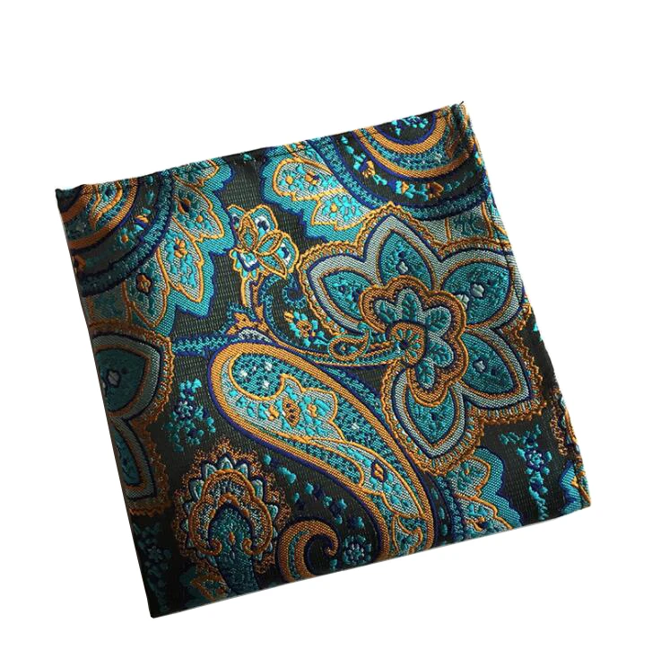 GUSLESON Vintage Men\'s Paisley Handkerchief Floral Pocket Square Business Chest Towel Hanky Gentlemen 25*25cm Suit Hankies