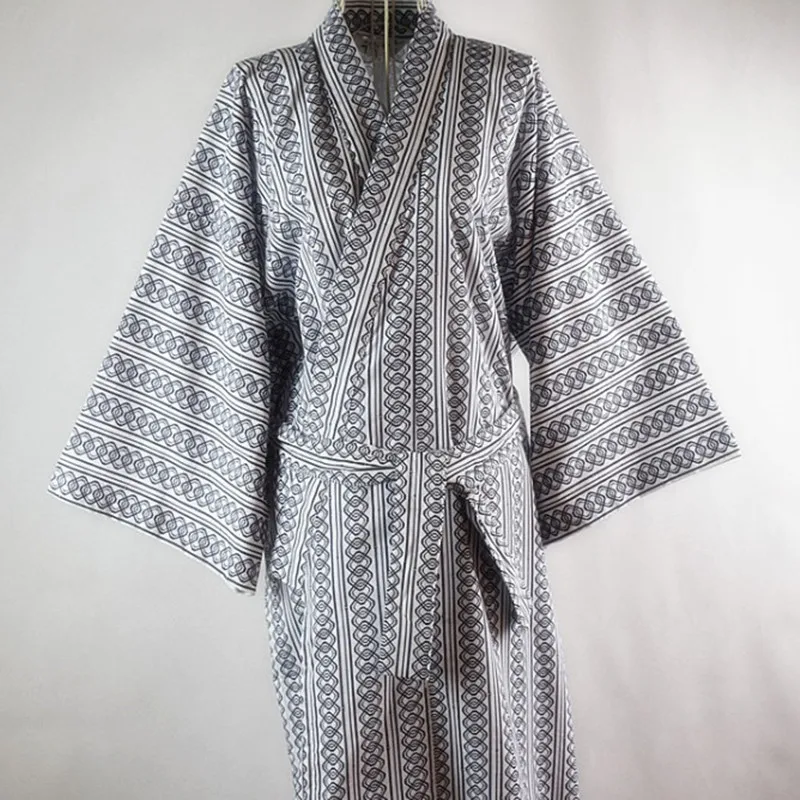 Kimono Pajamas For Men 100% Cotton Double Long Robes Nightdress Couples\' Lounge Sleep Nightgown