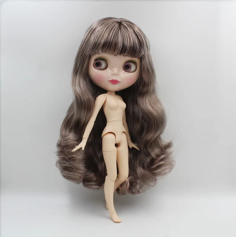 

Blygirl,Blyth doll,Gray and white mixed curly hair, bangs and no bangs, 19 joint dolls, DIY nude dolls, can change the body