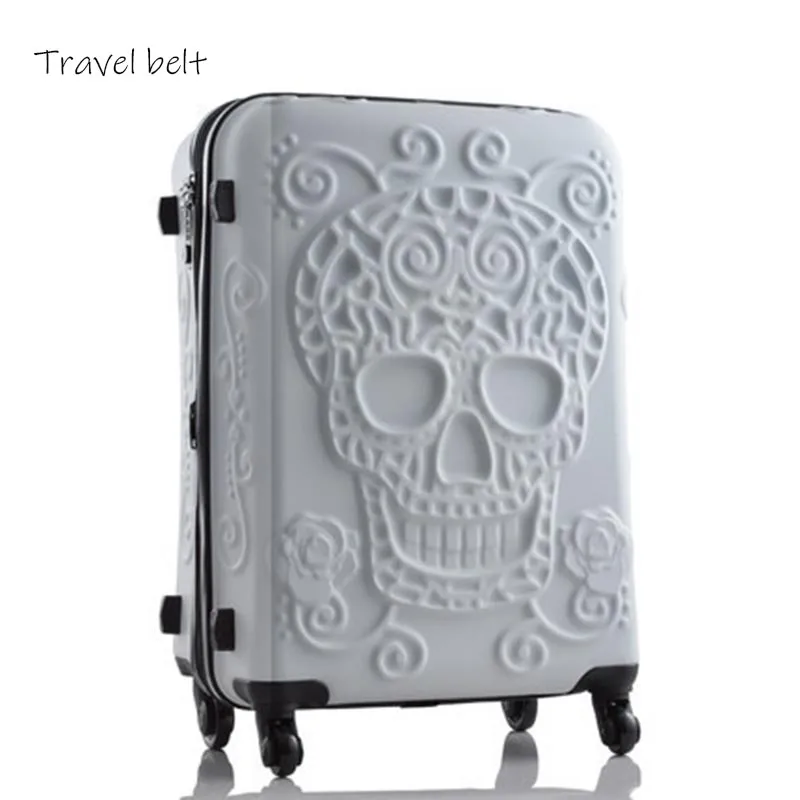 Three Pieces For Sold Together And Individual 20/24/28 Inch Rolling Luggage Spinner brand Travel Suitcase Big Golden Rooth Skull