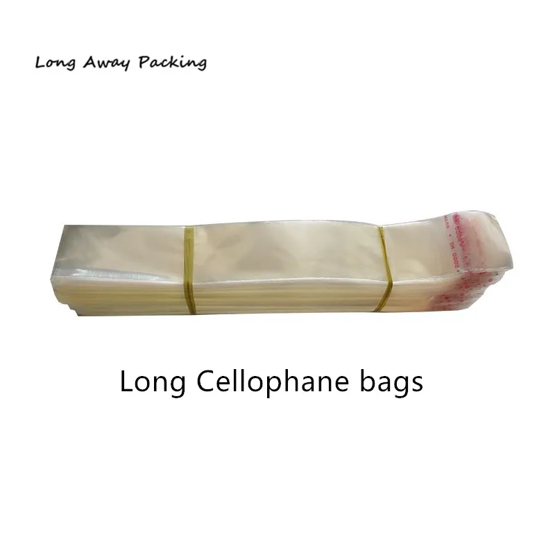 1000pcs Long Transparent Self Adhesive Seal Bags OPP Plastic Cellophane Bags Neckness Chopsticks Jewelry Packaging Bag