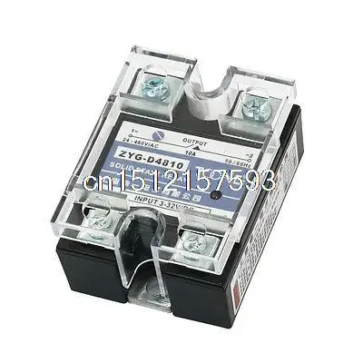 

ZYG-D4810 DC 3-32V to AC 24-480V 10A Clear Cover One Phase Solid State Relay