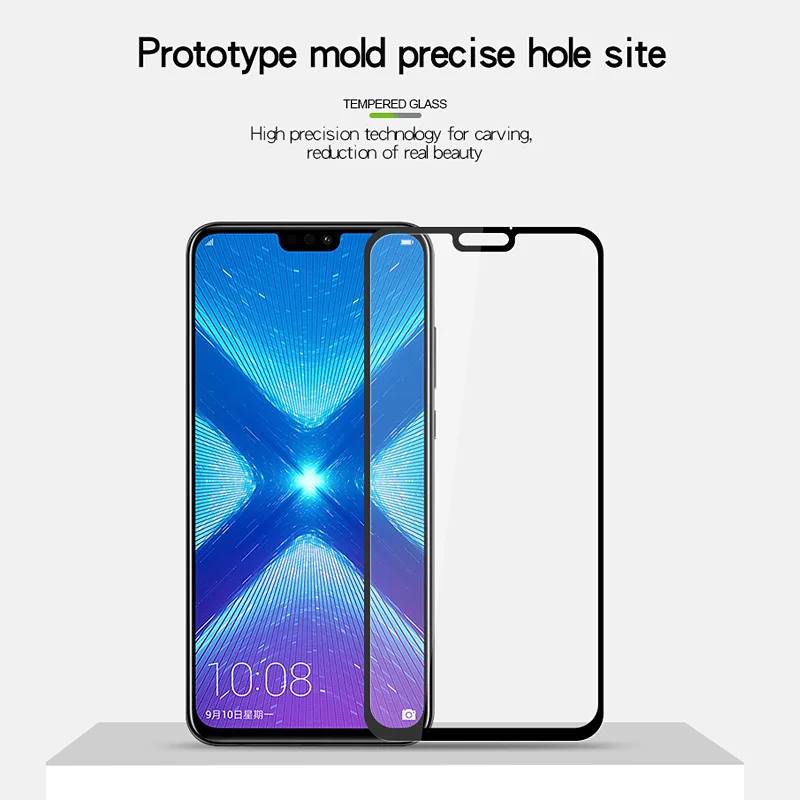 Full Cover Tempered Glass For Huawei Honor 8X Screen Protector Blue Black White Color Front Film Toughened Glass For Honor 8 X