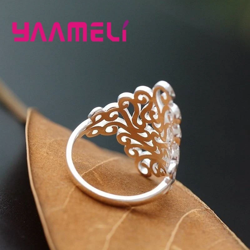 Elegant Finger Ring For Women  925 Sterling Silver Jewelry Exquisite Stamp Fine Fashion Present Wedding/Anniversary Gift