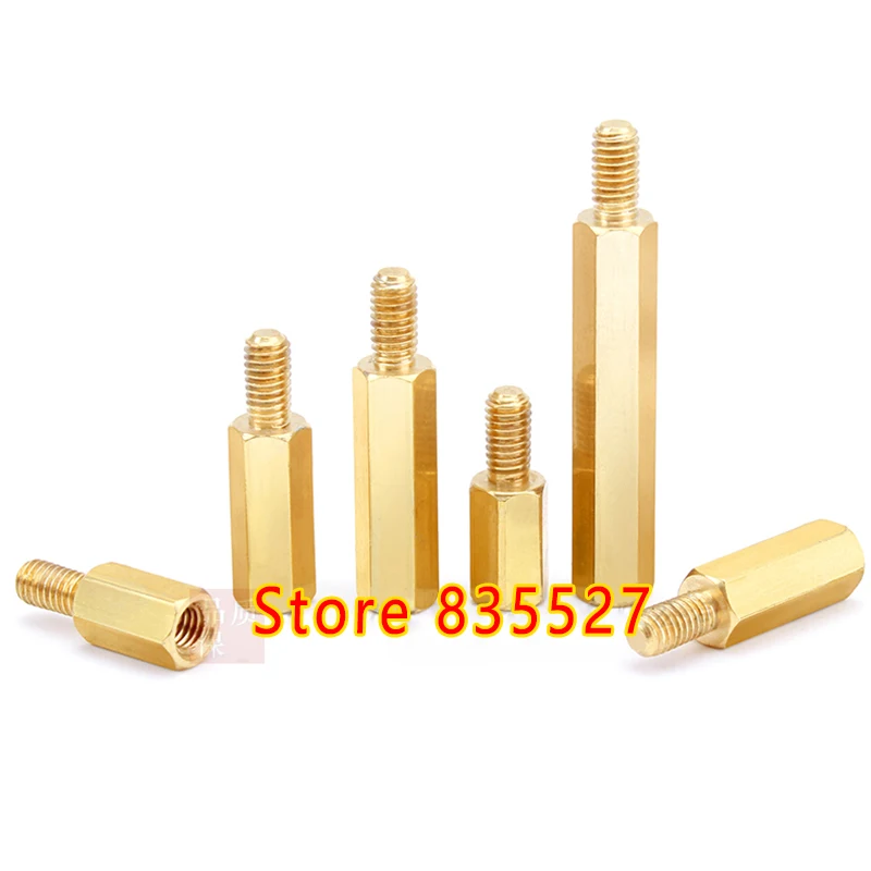 5-50pcs Six angle Hexagonal struts copper stud nut M3 *(4 to 80 )+ 6 mm Spacing Screws Brass Standoff Hollow Pillars 4/5/6/7/8/9