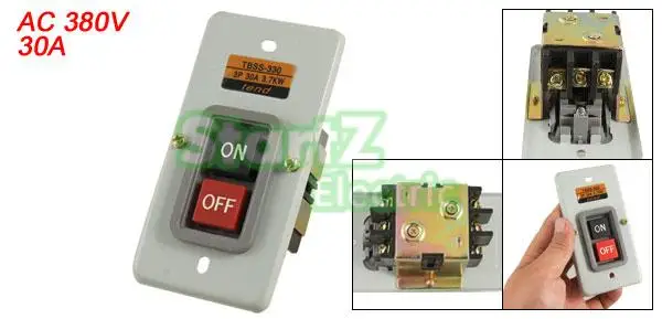 AC 380V 30A 3.7Kw NO OFF Dual Positions Power Push Button Switch TBSS-330